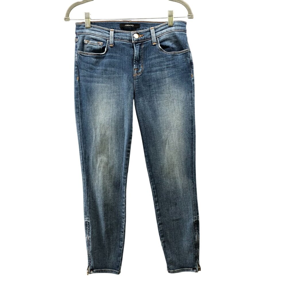 J Brand Capri Zip Skinny Jeans Womens 28 Blue Medium Wash Stretch Lyocell Blend